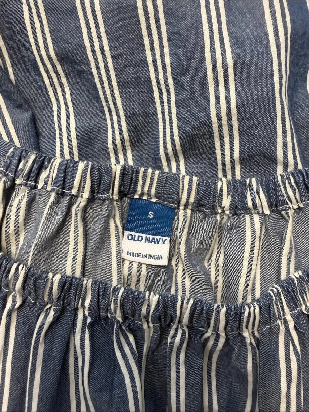 Old Navy Blue Striped Puff Sleeve Peasant Top Size Small